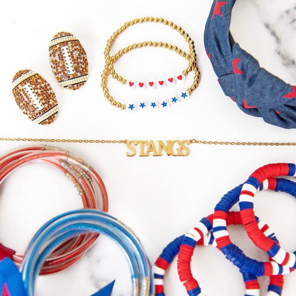 SMU Mustangs Gold STANGS Nameplate Necklace